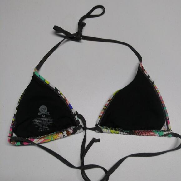 Buc-Ees Colorful Floral Triangle Bikini Top Novelty Size M - Picture 4 of 5